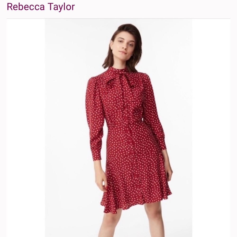 Rebecca Taylor Blurry Hearts Necktie dress Size 2
